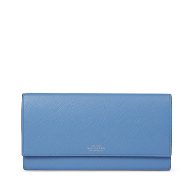 Shop Smythson Marshall Travel Wallet In Panama In Nile Blue
