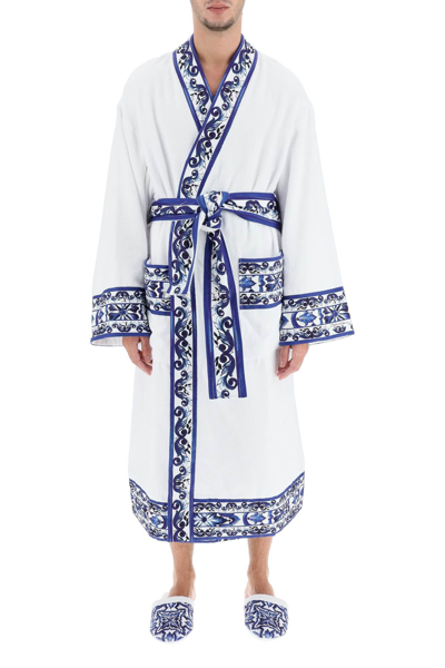 Shop Dolce & Gabbana 'blu Mediterraneo' Bathrobe In Multicolor