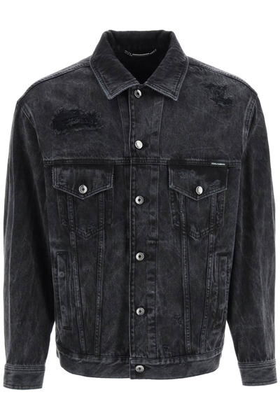 Shop Dolce & Gabbana Denim Jacket In Grey