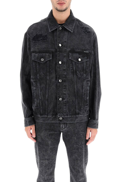 Shop Dolce & Gabbana Denim Jacket In Grey