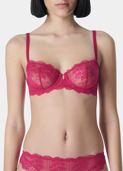 Simone Perele Reve Scalloped Lace Demi Bra In Cranberry