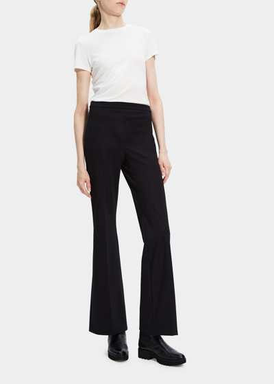 Shop Theory High-waist Flare Precision Ponte Pants In Black