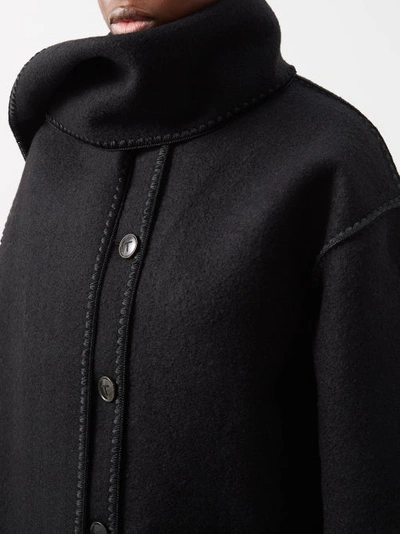 Shop Totême Embroidered Scarf-neck Wool-blend Jacket In Black
