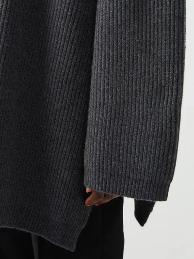 Totême Fisherman Zipped Wool-blend Roll-neck Sweater In Dark Grey Melange |  ModeSens