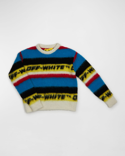 Shop Off-white Boy's Logo Striped Multicolor Sweater