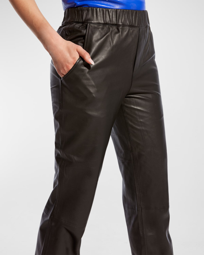 Shop As By Df The Upcycled Leather Joggers In Black