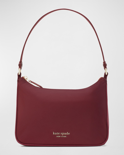 Shop Kate Spade Nylon Small Shoulder Bag In Dark Merlot