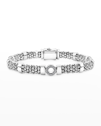 Shop Lagos Caviar Spark Diamond 1-station Bracelet - 7mm In Silver