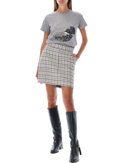 Shop See By Chloé Wool Houndstooth Mini Skirt In Milk Check