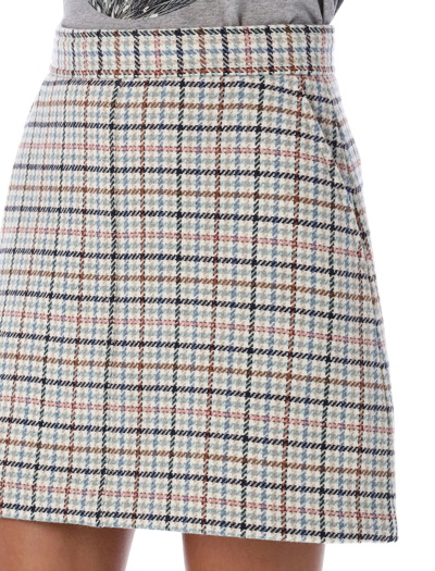 Shop See By Chloé Wool Houndstooth Mini Skirt In Milk Check