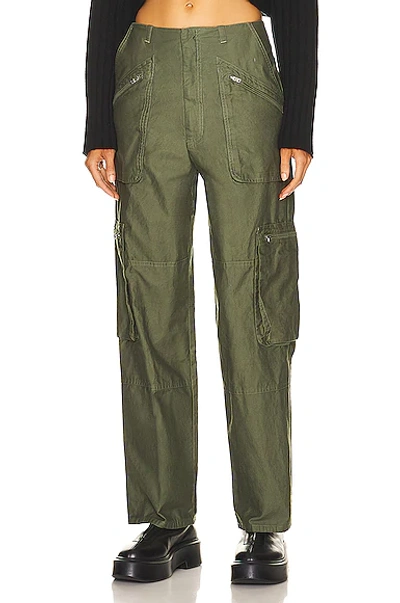Shop Amiri Cargo Loose Straight Pant In Olive Green