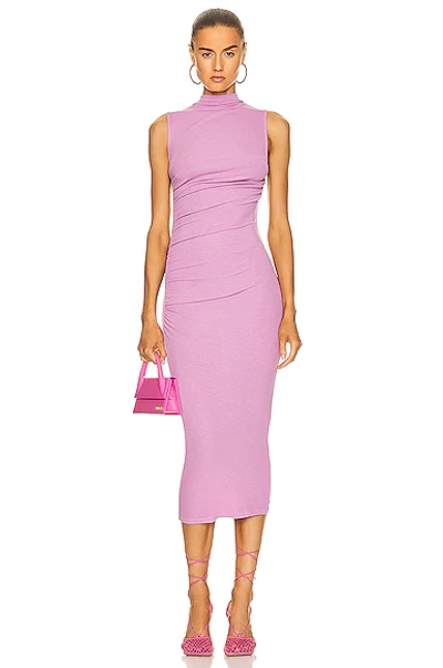 Shop Enza Costa Silk Knit Sleeveless Twist Midi Dress In Orchid Flower