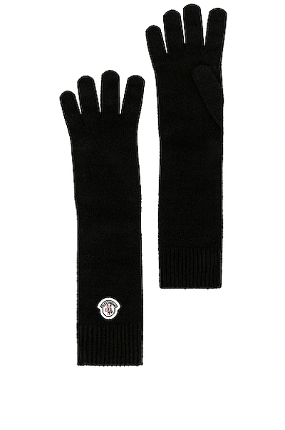 Shop Moncler Wool Gloves In Black