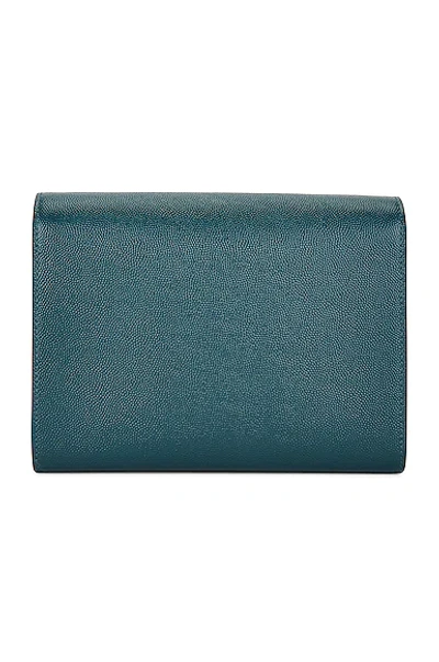 Shop Saint Laurent Cassandra Wallet On Chain Bag In Bleu Canard