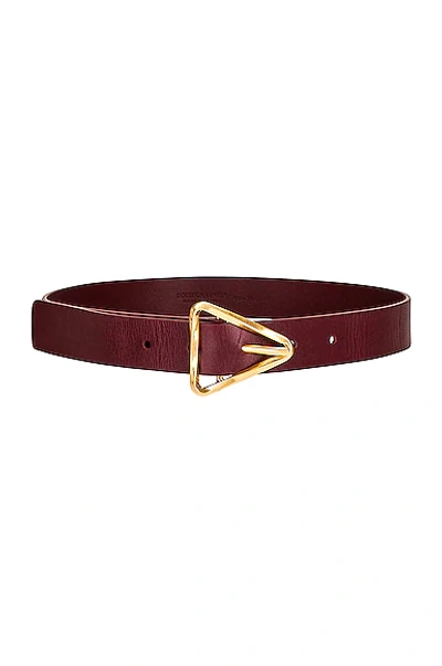Shop Bottega Veneta Triangle Leather Belt In Barolo & Gold