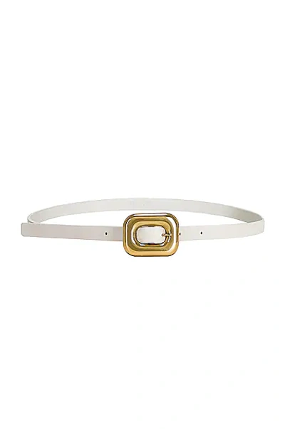 Shop Bottega Veneta Rectangle Leather Belt In White & Brass