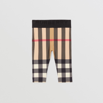 Shop Burberry Childrens Check Stretch Jersey Leggings In Archive Beige