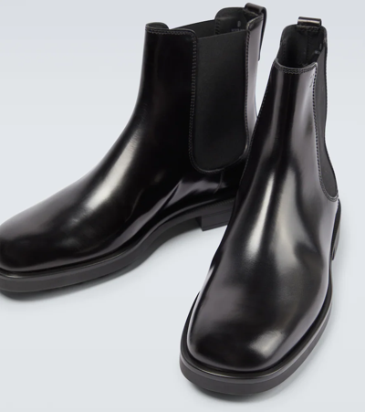 Shop Tod's Leather Chelsea Boots In Black