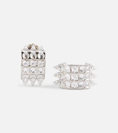 Shop Amina Muaddi Karma Crystal-embellished Earrings In Silver Base