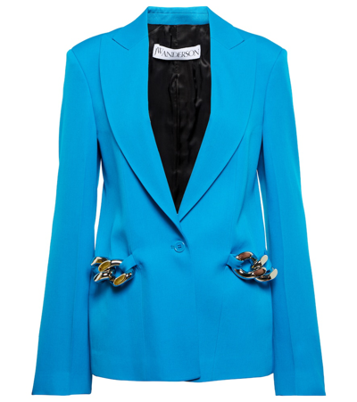 Shop Jw Anderson Chain-embellished Blazer In Aqua