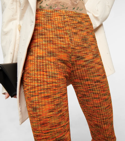 Shop Acne Studios Ribbed Flared Pants In Orange/multi