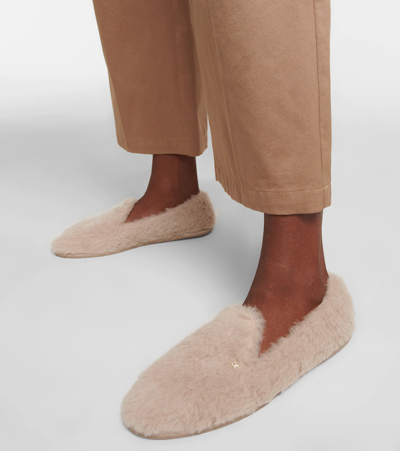 Shop Max Mara Feliac Faux Fur Slippers In Cacha