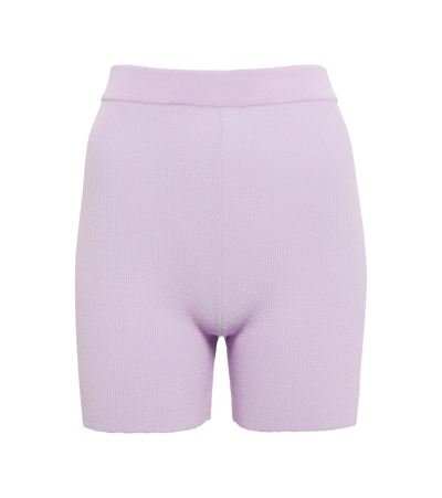 Shop Jacquemus Le Short Arancia Knit Biker Shorts In Purple
