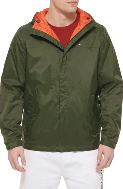 Tommy Hilfiger Tommy Rain Slicker Jacket In Olive