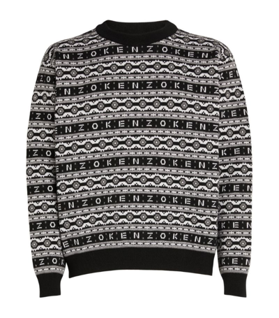 Shop Kenzo Wool Fair Isle Sweater In Black