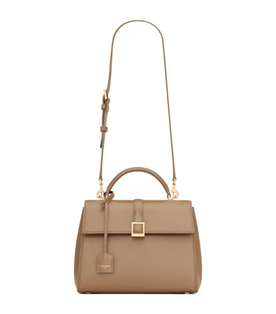 Shop Saint Laurent Small Le Fermoir Top-handle Bag In Brown