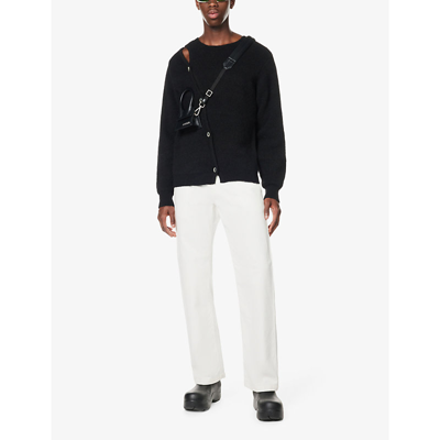 Shop Jacquemus Le Cardigan Cutout-panel Knit Cardigan In Black