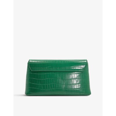 Shop Dune Women's Emerald-synthetic Croc Elissia Croc-embossed Envelope Faux-leather Clutch Bag