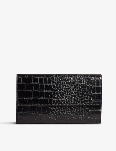 Shop Ted Baker Women's Black Travelz Croc-embossed Faux-leather Passport Holder Travel Wallet