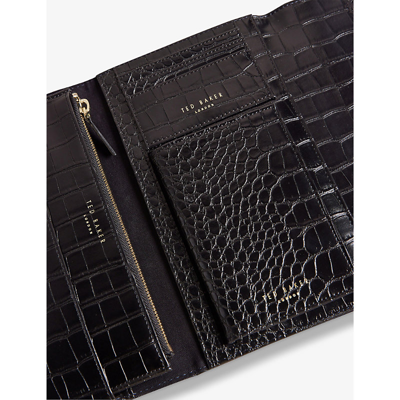 Shop Ted Baker Women's Black Travelz Croc-embossed Faux-leather Passport Holder Travel Wallet