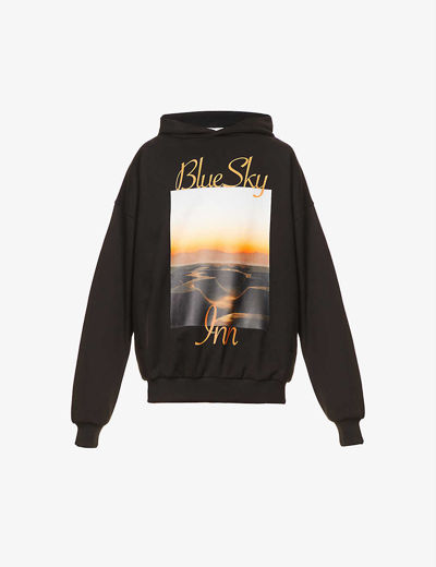 Shop Blue Sky Inn Sunset Bowl Relaxed-fit Cotton-jersey Hoody In Black