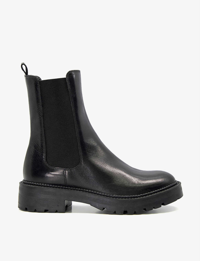 Shop Dune Women's Black-leather Picture Chunky-soled Leather Chelsea Boots