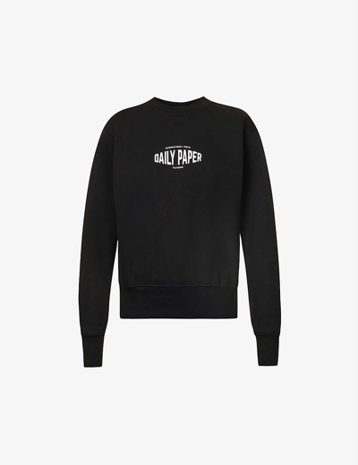 Shop Daily Paper Evvie Brand-printed Cotton-jersey Sweatshirt In Black