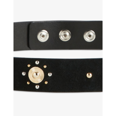 Shop Claudie Pierlot Women's Noir / Gris Alabama Studded Waist Leather Belt
