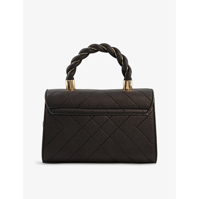 Shop Dune Dinks Twisted-handle Quilted Mini Faux-leather Crossbody Bag In Black-synthetic Recycled