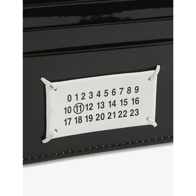 Shop Maison Margiela Logo-debossed Patent Leather Card Holder In Black