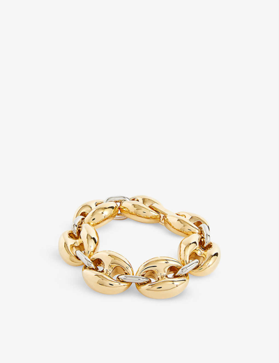 Shop Rabanne X Eight Aluminium And Brass Bracelet In Gold / Silver