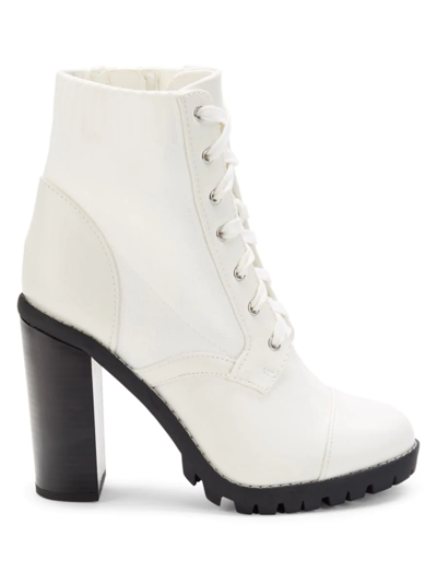 Shop Bcbgeneration Women's Pilas Block Heel Oxford Booties In Bright White