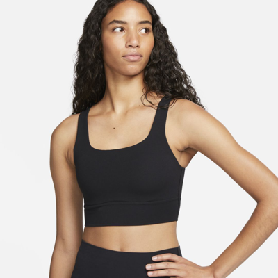 Shop Nike Women's Zenvy Medium-support Padded Longline Sports Bra In Black