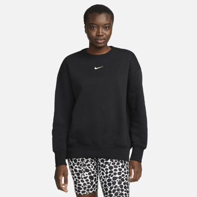 Shop Nike Women's  Sportswear Phoenix Fleece Oversized Crew-neck Sweatshirt In Black