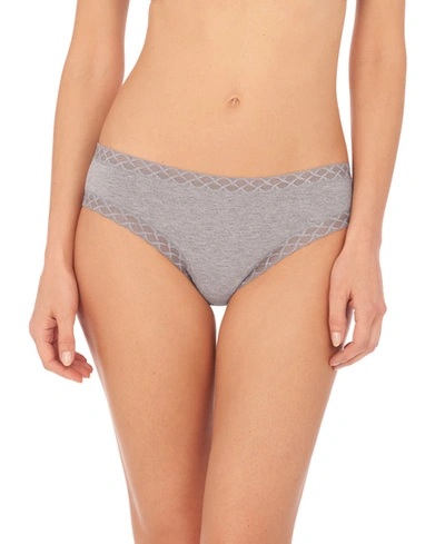 Shop Natori Bliss Girl Comfortable Brief Panty Underwear With Lace Trim In Heather Grey