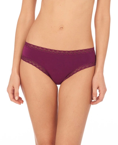 Shop Natori Bliss Girl Comfortable Brief Panty Underwear With Lace Trim In Jewel Violet