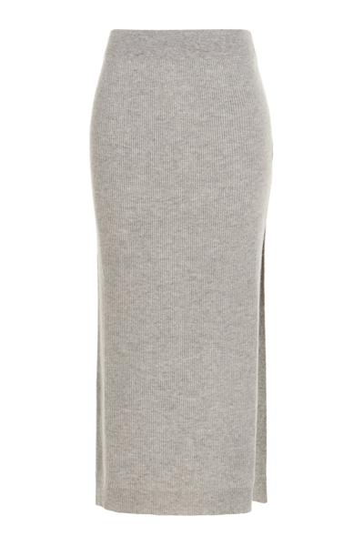 Shop Brunello Cucinelli Ribbed Skirt In Gray