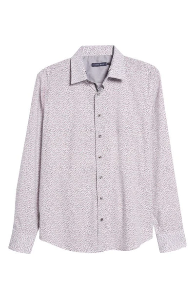 Shop Stone Rose Wine Glass Print Stretch Button-up Shirt In White