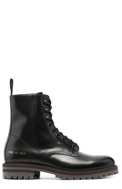 Shop Common Projects Lace Zipped Combat Boots In Black