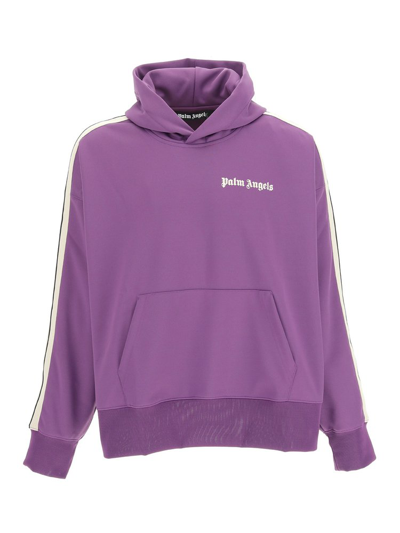 Shop Palm Angels Logo Printed Track Hoodie In Purple